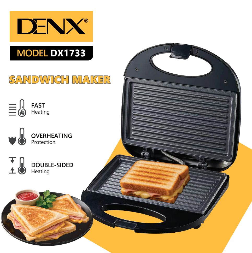 Appareil à croque-monsieur 750W DENX, vue 2