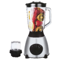 Blender multifonction DENX DX2001, bol rempli de fruits et bol broyeur, socle en inox