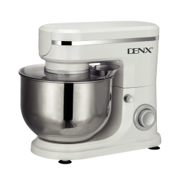 Robot pâtissier 5,5 L DENX, crème, bras relevé sur son bol en acier inoxydable
