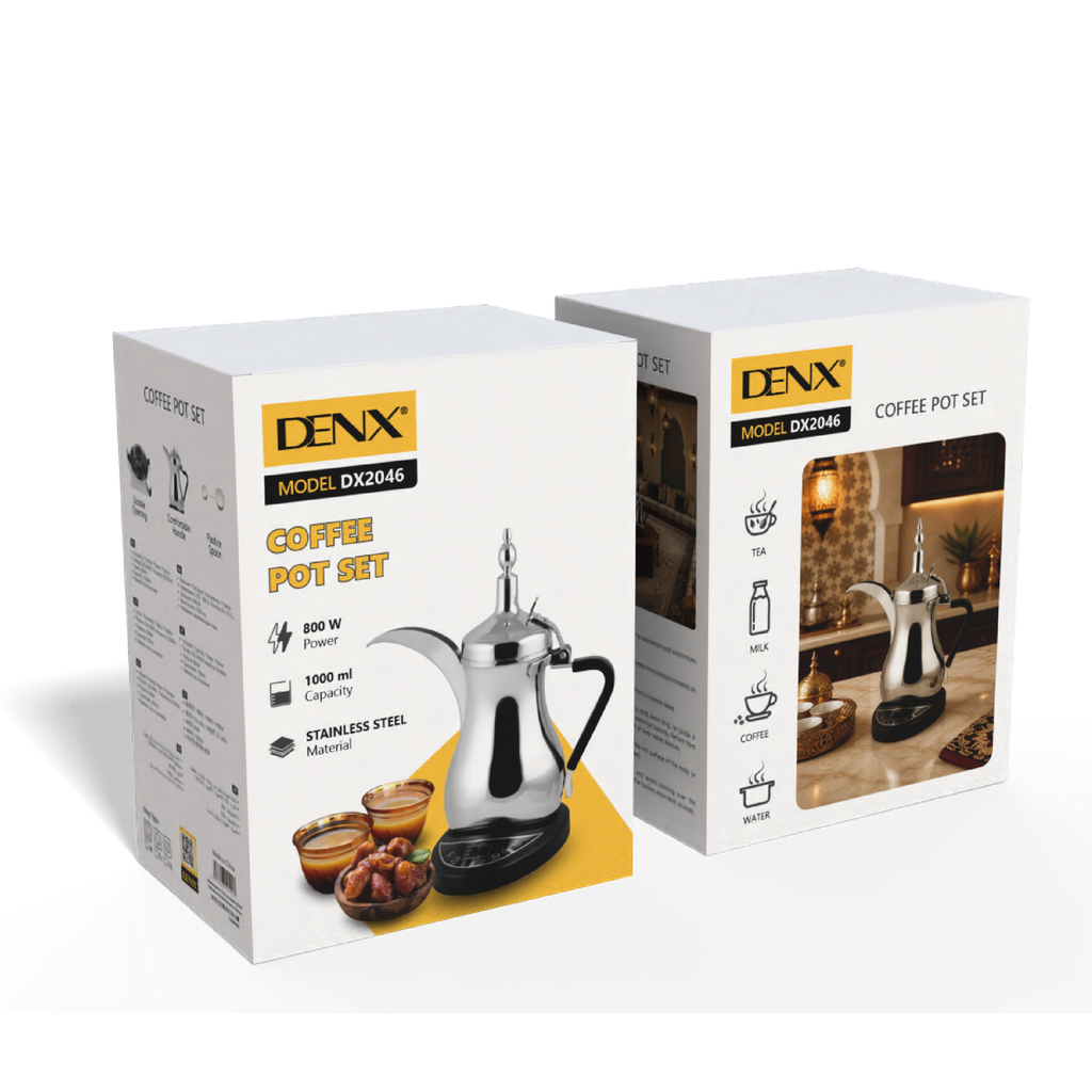 Set de cafetières italiennes 1000ml DENX, argenté, 1L