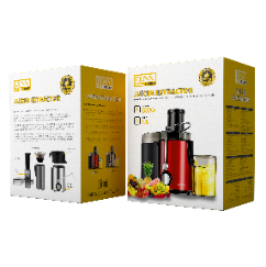 Boîte de l'extracteur de jus DENX DX2071, recto et verso