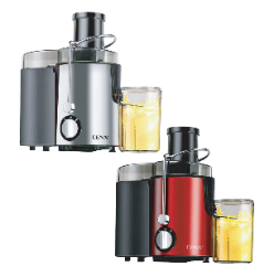 Extracteurs de jus DENX DX2071, versions argentée et rouge, avec verres de jus