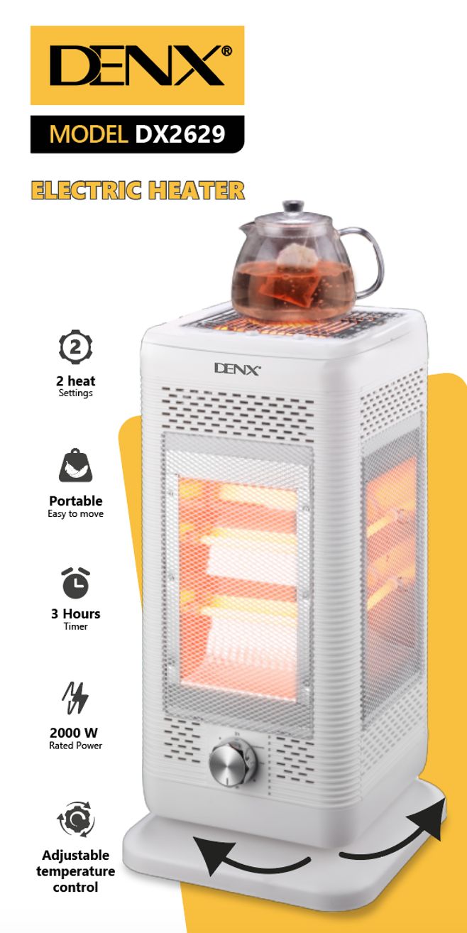 Radiateur électrique d'appoint 2000W DENX DX2629