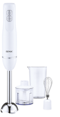 Mixeur plongeant DENX, blanc, avec pied inox, bol hachoir, fouet et verre doseur