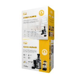 Boîte de l'ensemble extracteur de jus et blender DENX
