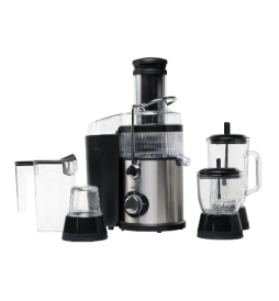 Ensemble extracteur de jus et blender DENX, centrifugeuse en inox et bols transparents