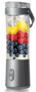 Extracteur de jus portable 600 ml DENX, gourde transparente garnie de fruits rouges