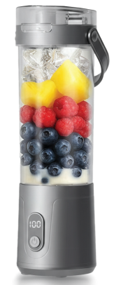 Extracteur de jus portable 600 ml DENX, gourde transparente garnie de fruits rouges