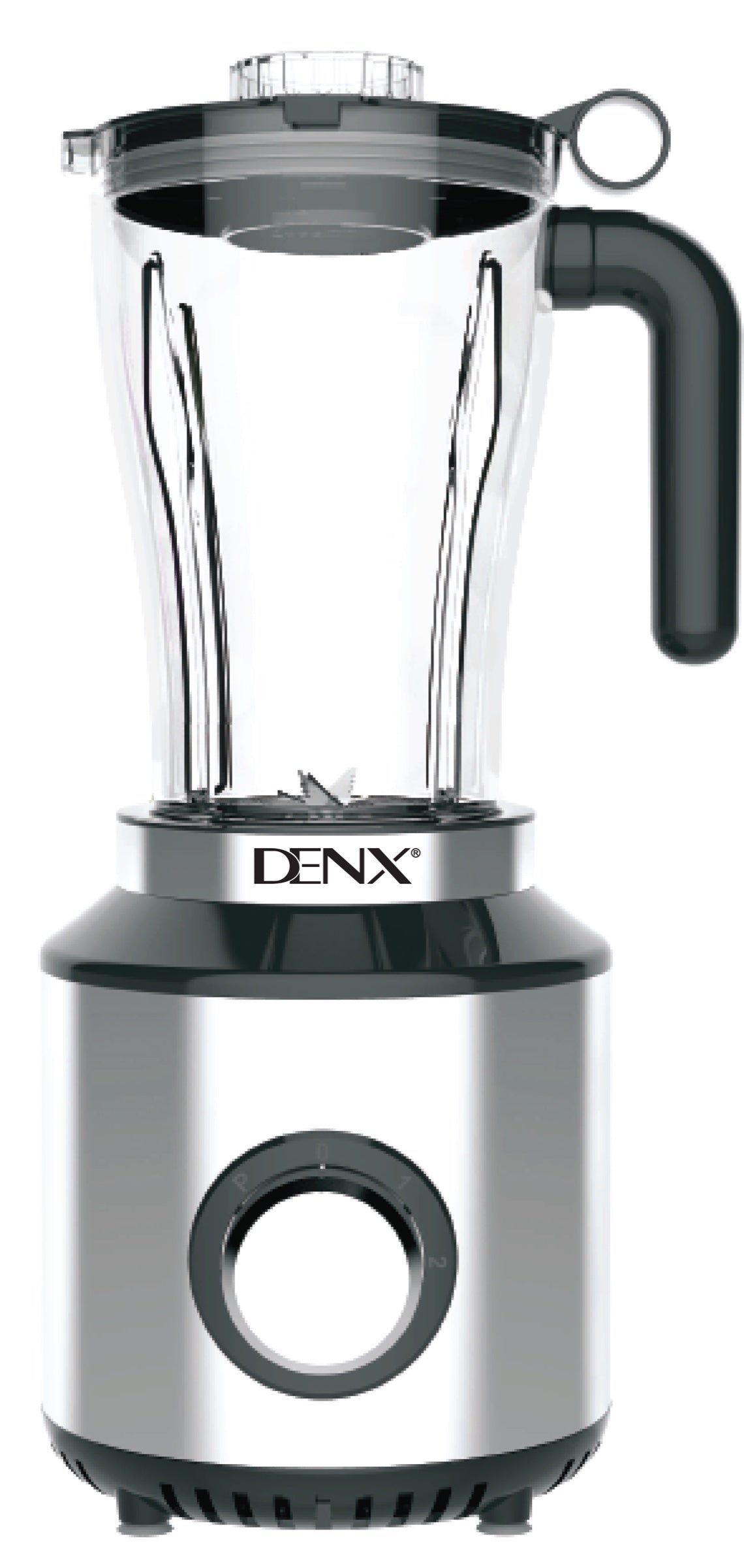 Robot multifonction 6-en-1 DENX DX3234, bol blender transparent gradué sur socle inox