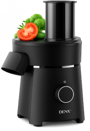 Coupe-légumes électrique DENX DX3431, noir, avec tomates et poivrons