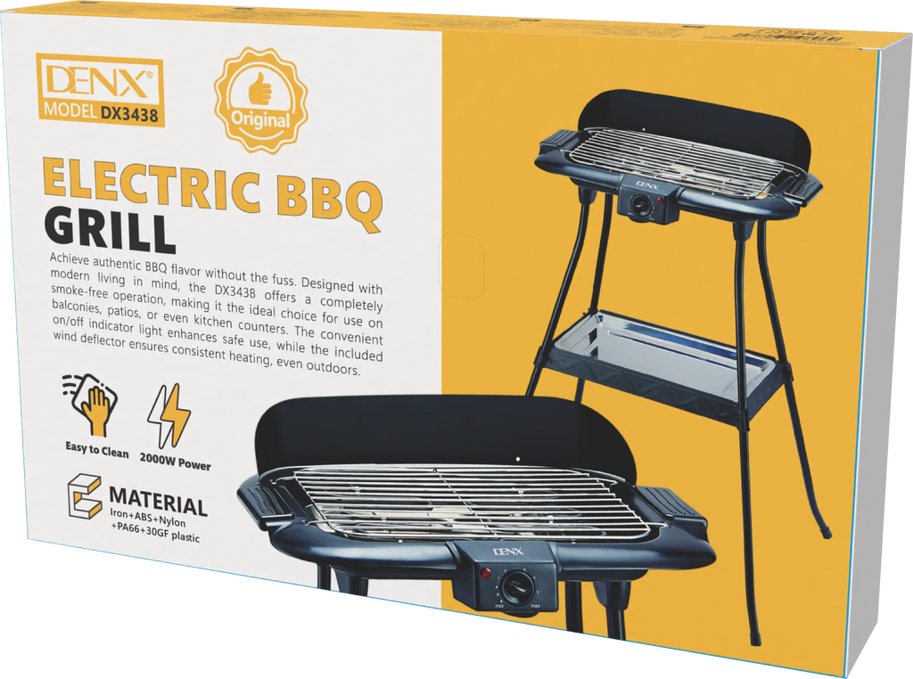 Barbecue électrique 2000W DENX, noir