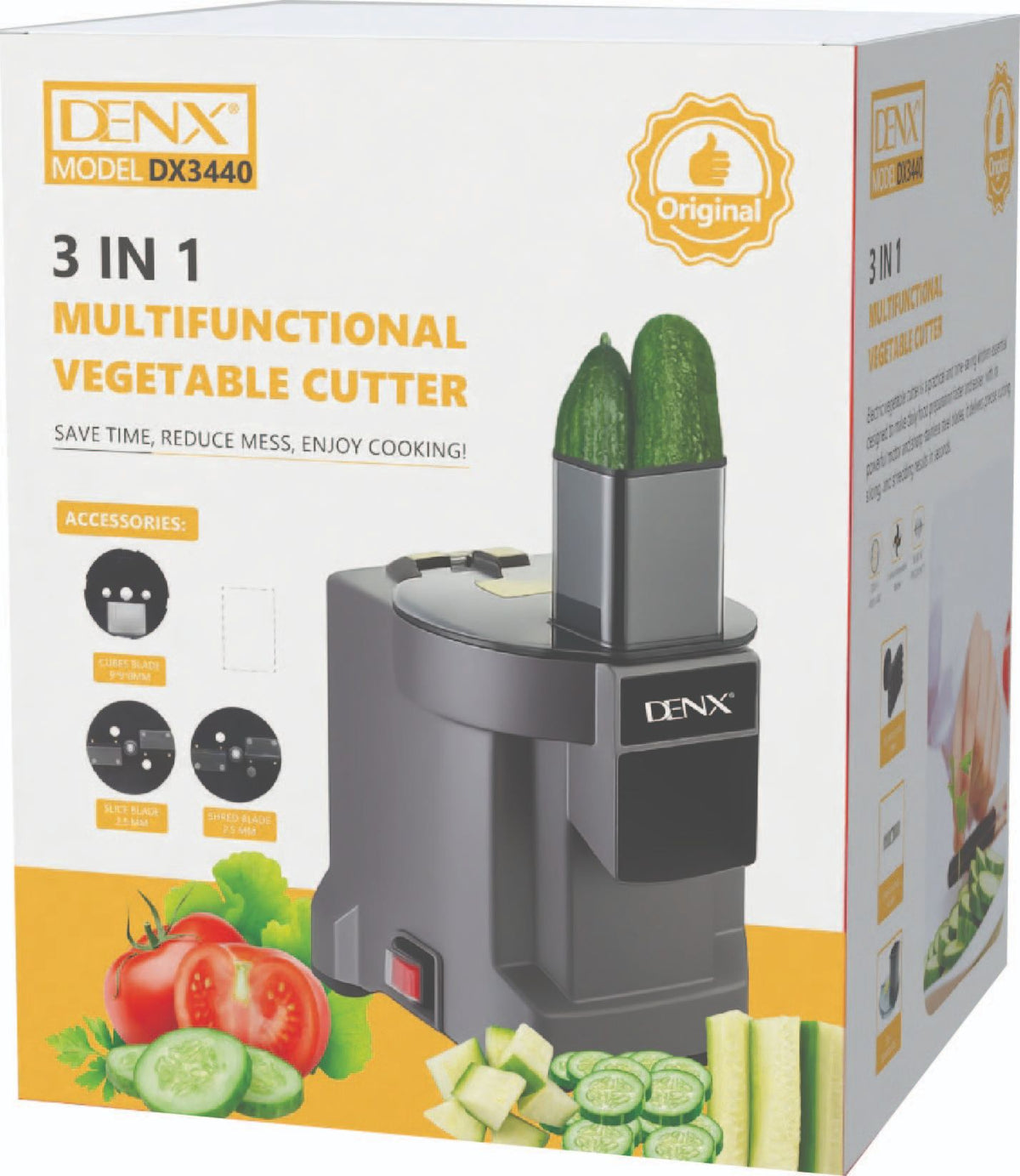 Boîte du coupe-légumes électrique 3-en-1 DENX DX3440