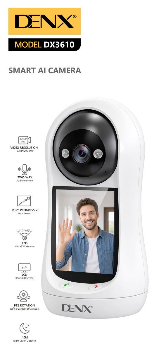 Caméra de surveillance intelligente DENX DX3610