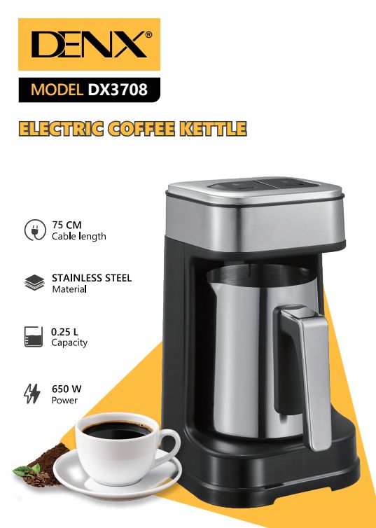 Cafetière italienne électrique DENX DX3708, 250ml